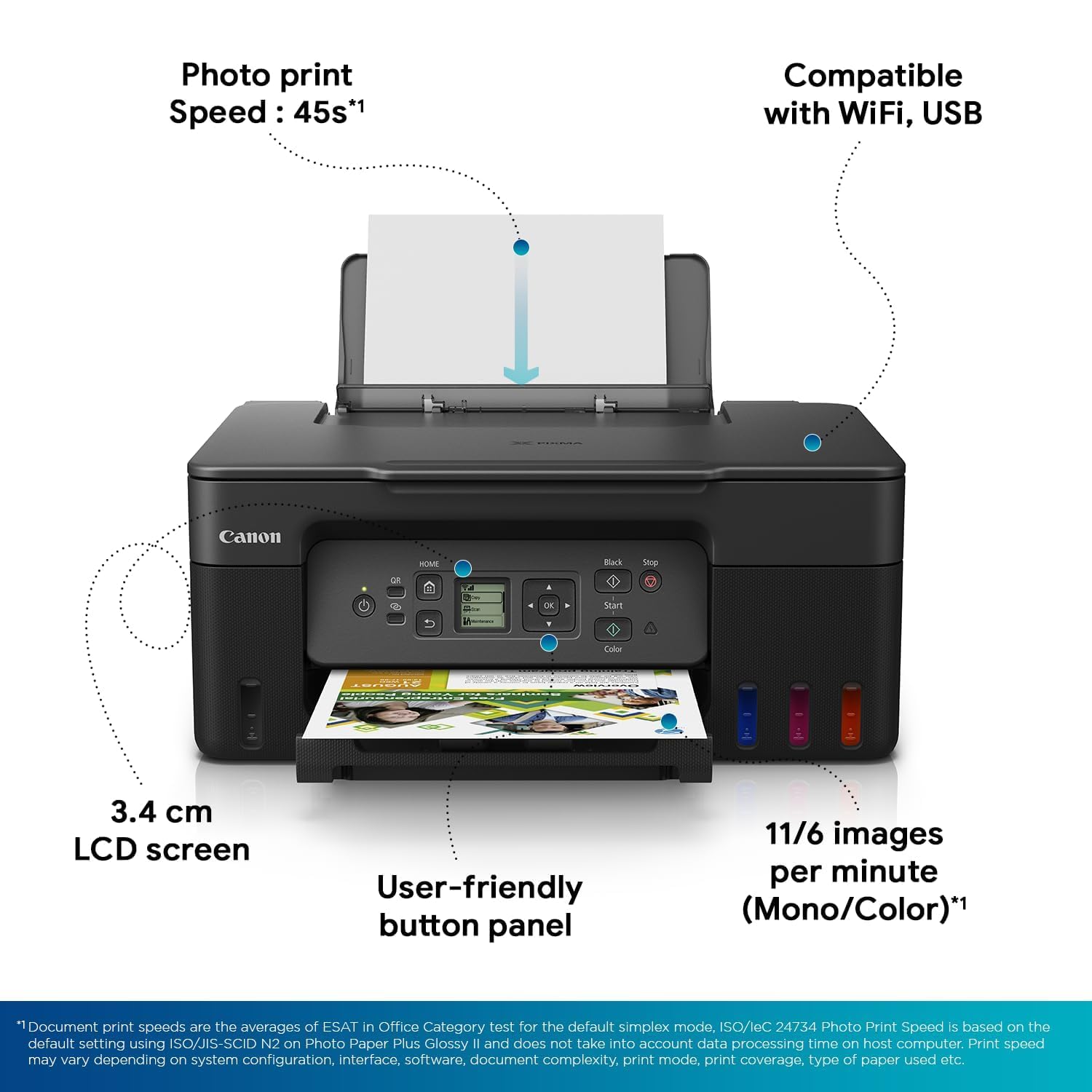 Canon PIXMA MegaTank G3770 BK All-in-one WiFi Inktank Colour Printer with 2 Years Standard Warranty