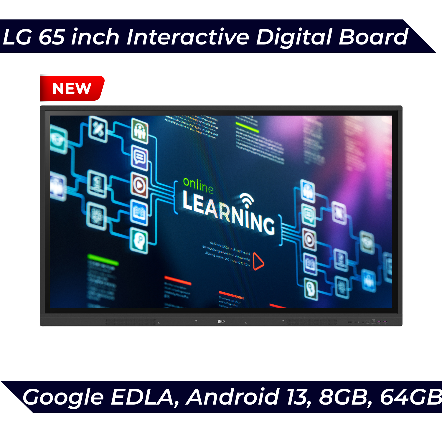 LG 65TR3DK-MTR 65-inch 4k Resolution Interactive Digital Board Google EDLA Certified Play Store, Android 13 Support, 8GB RAM, 64GB Storage for Schools, Colleges, Offices 3 Years Warranty