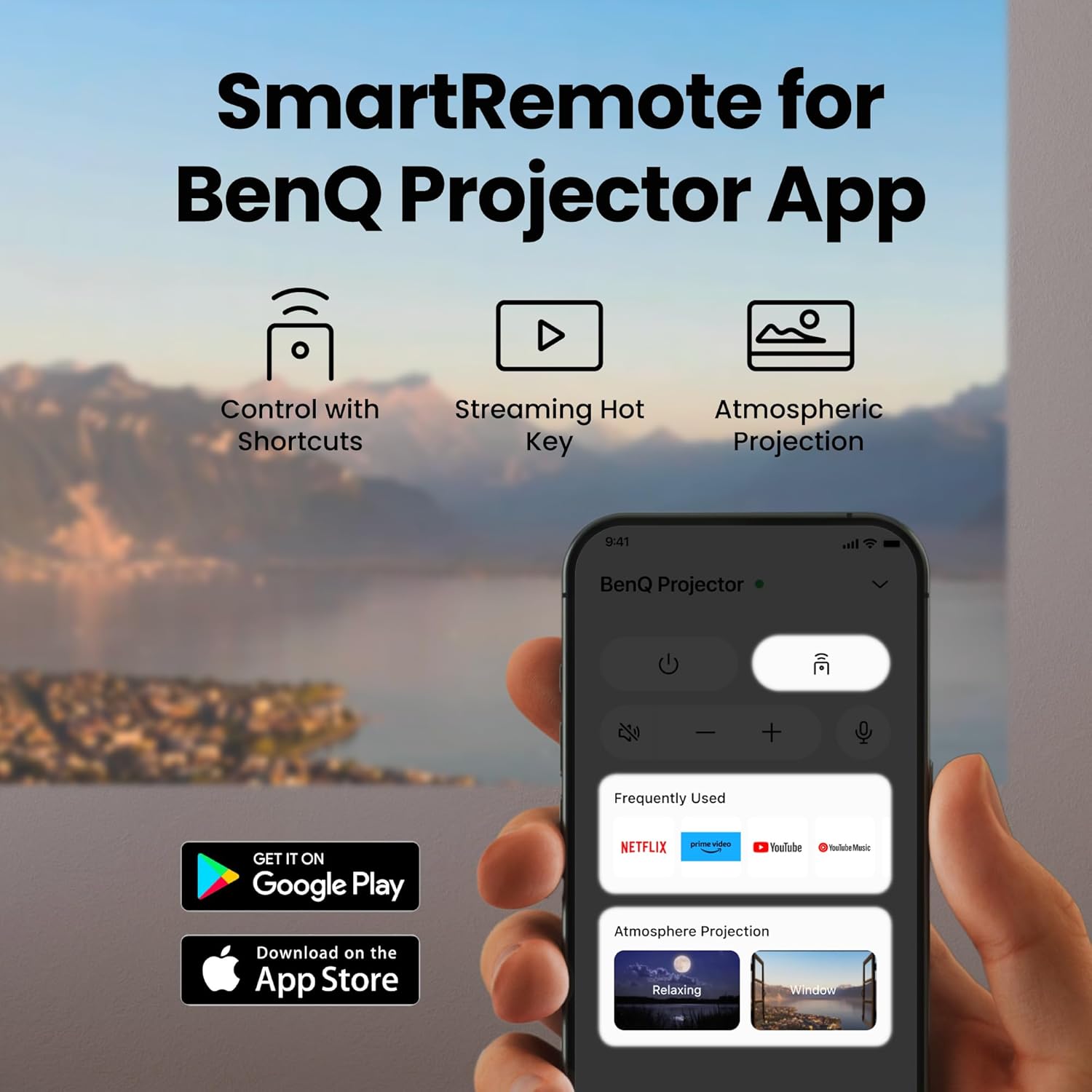 Front view of BenQ GP520 4K projector designed for movies, gaming, and presentations